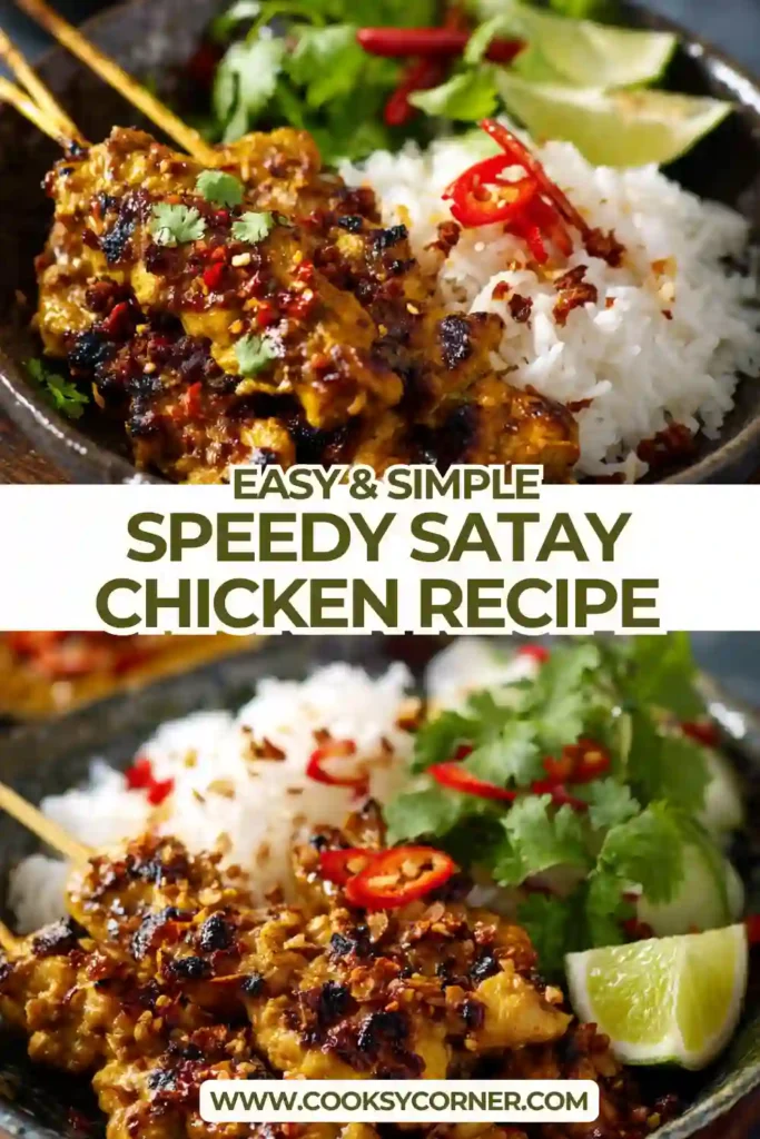 Close-up of creamy satay chicken with minced chicken in rich peanut sauce, topped with fresh coriander and crushed peanuts.