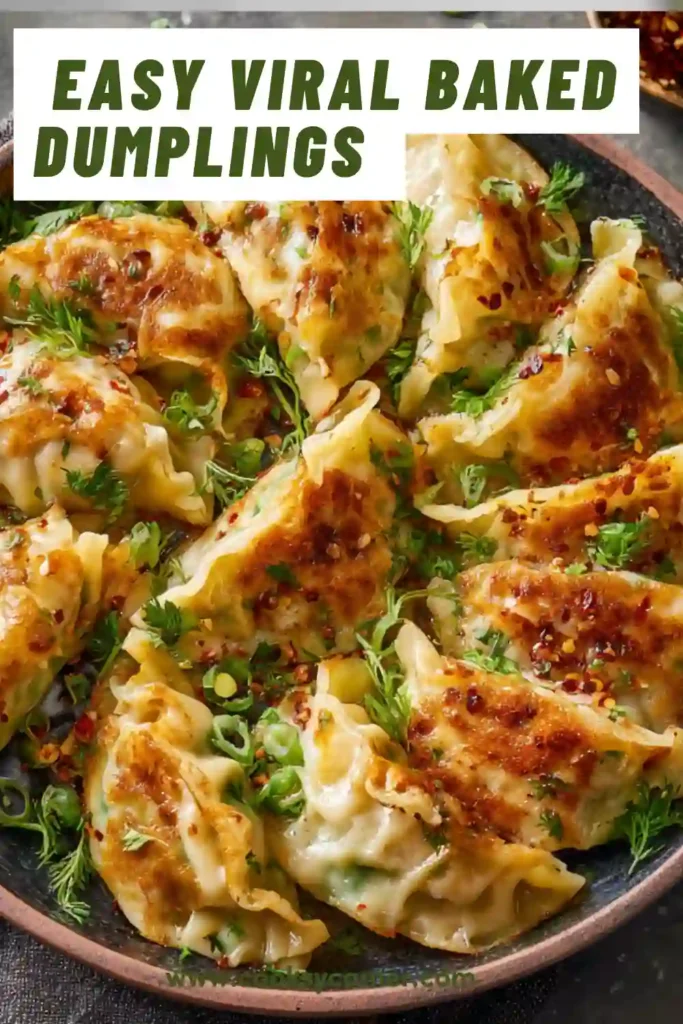 Frozen dumplings baked in spicy coconut curry sauce and garnished with cilantro and chili oil. The crispy edges and creamy texture make this baked dumpling dish irresistible.