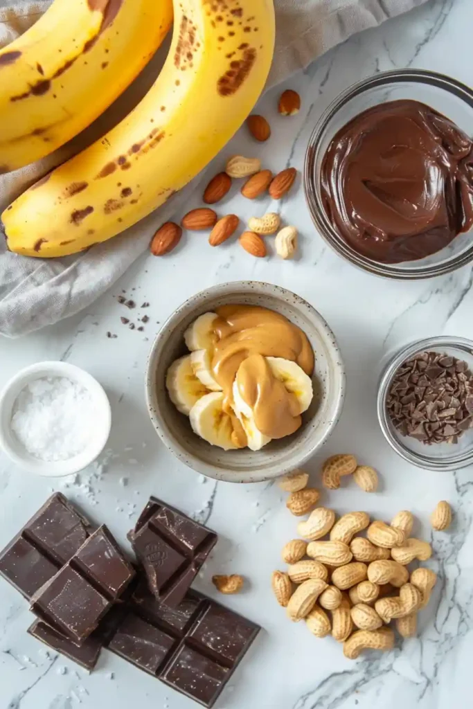 Close-up of Frozen Banana Snickers with glossy dark chocolate coating and crunchy peanut topping. These frozen banana treats are a healthy dessert alternative packed with flavor.