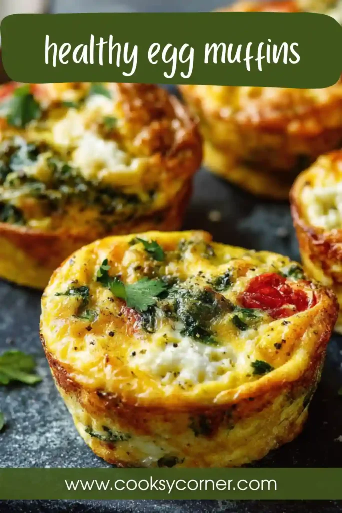 Freshly baked Egg Muffins filled with spinach, bell peppers, tomatoes, and feta cheese in a muffin tin. These healthy breakfast egg cups are fluffy, colorful, and perfect for meal prep.