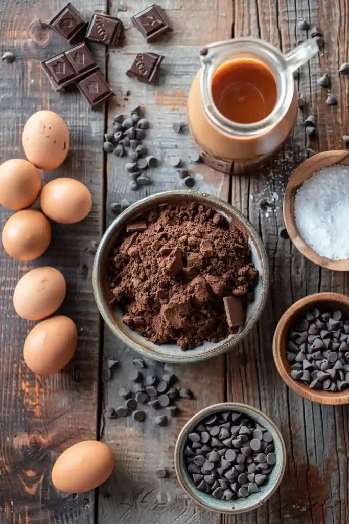 Close-up view of healthy protein brownies made with cocoa powder and almond butter. These easy homemade brownies look rich, dense, and chocolatey.