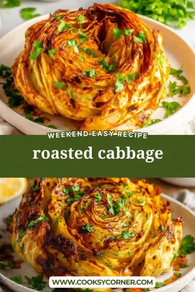 Tender foil baked cabbage seasoned with garlic, paprika, and lemon juice. A comforting roasted cabbage side dish with rich buttery texture.
