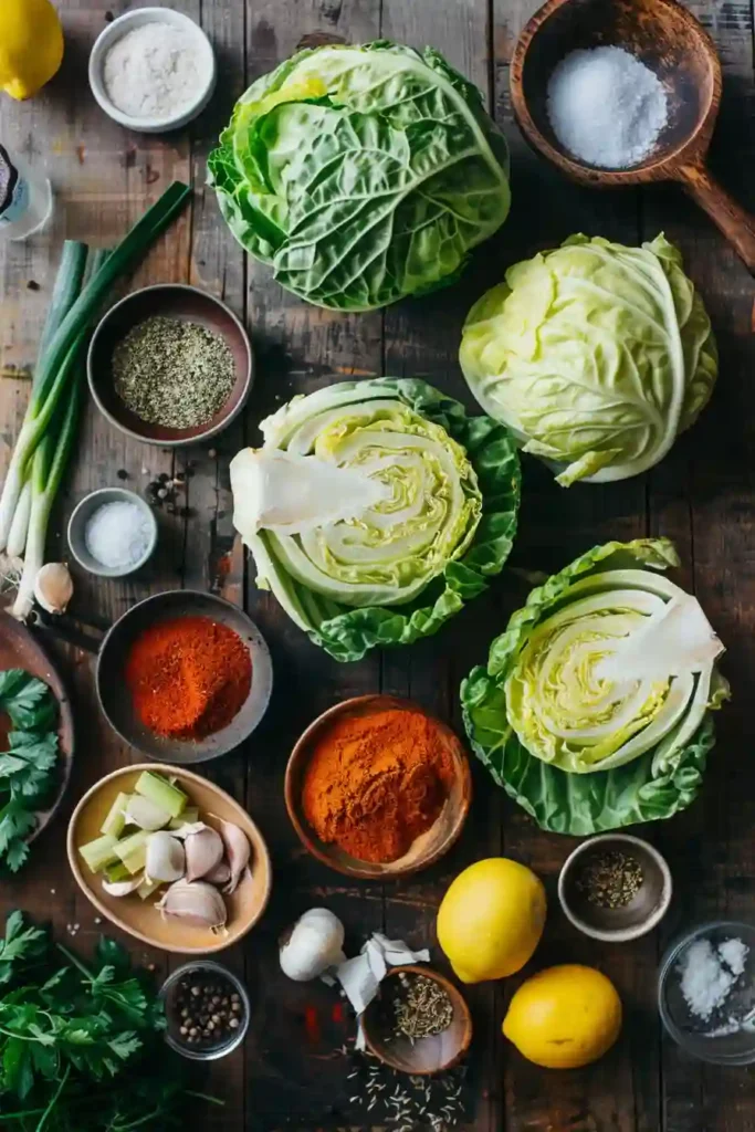 Close-up of buttery roasted cabbage slices with Cajun seasoning and herbs. This easy Cabbage Boil recipe is savory, smoky, and delicious.