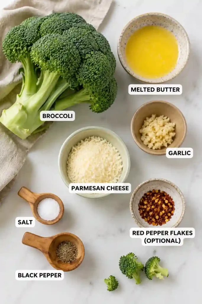 Close-up of crispy garlic Parmesan Air Fryer Broccoli with browned edges and vibrant green color. An easy low-carb side dish ready in minutes.