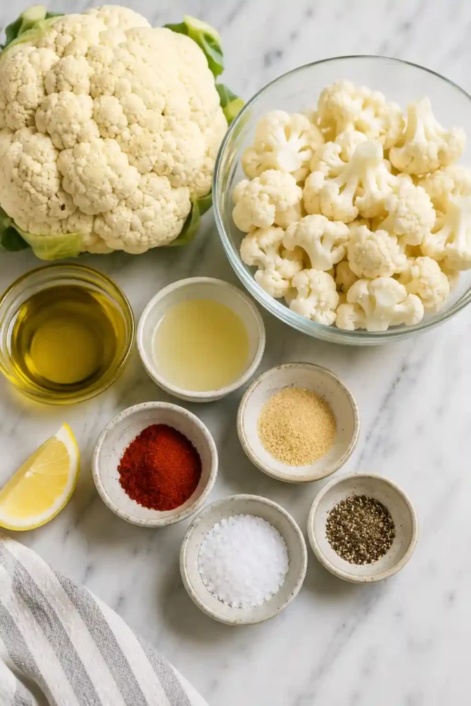 Homemade Air Fryer Cauliflower featuring golden roasted florets with smoky seasoning and fresh lemon. Ideal for healthy family meals and meal prep.