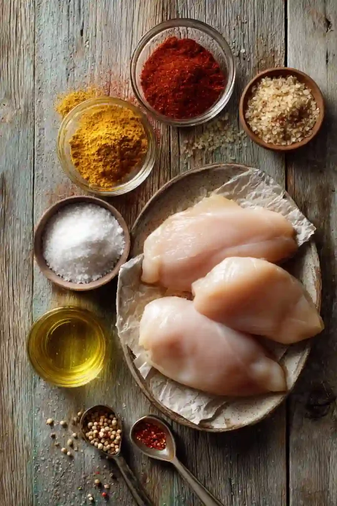 Crispy and juicy Air Fryer Chicken Breast fresh from the air fryer basket. A quick and healthy chicken recipe with simple pantry ingredients.