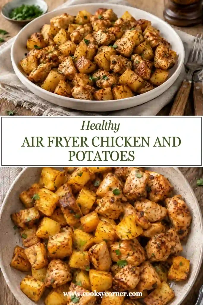 Crispy Air Fryer Chicken and Potatoes cooked until golden and tender. This easy air fryer dinner is packed with smoky flavor and simple ingredients.