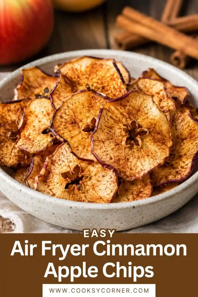 Air Fryer Cinnamon Apple Chips arranged on a cooling rack with visible cinnamon sugar coating and golden crisp edges.