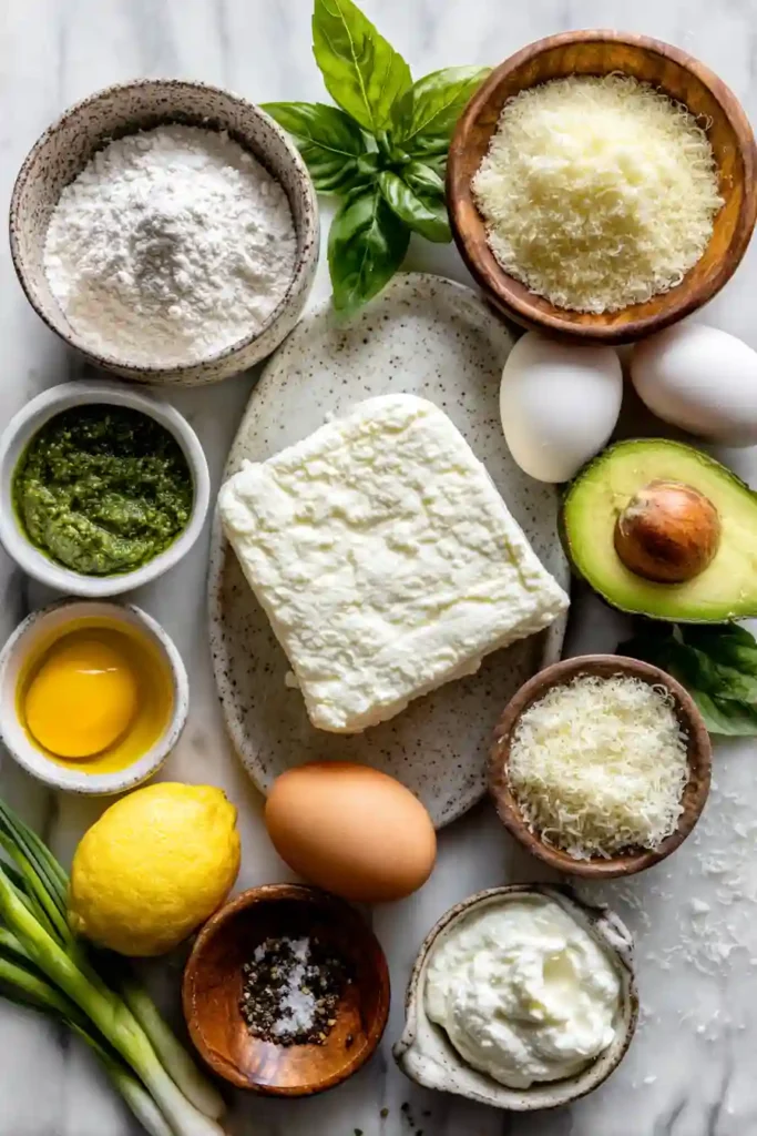 A platter of crispy mozzarella chips with avocado dip and fresh herbs. The cheese snacks are golden, crunchy, and ready to serve.
