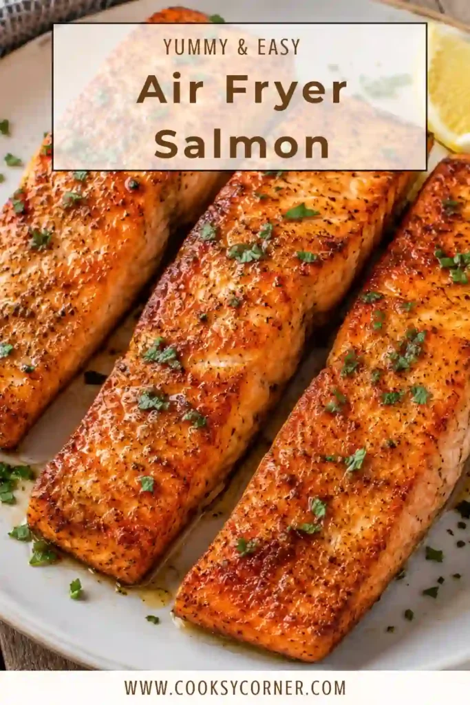 Golden Air Fryer Salmon with a lightly crisp exterior and juicy center. This healthy seafood dinner is quick, easy, and packed with flavor.