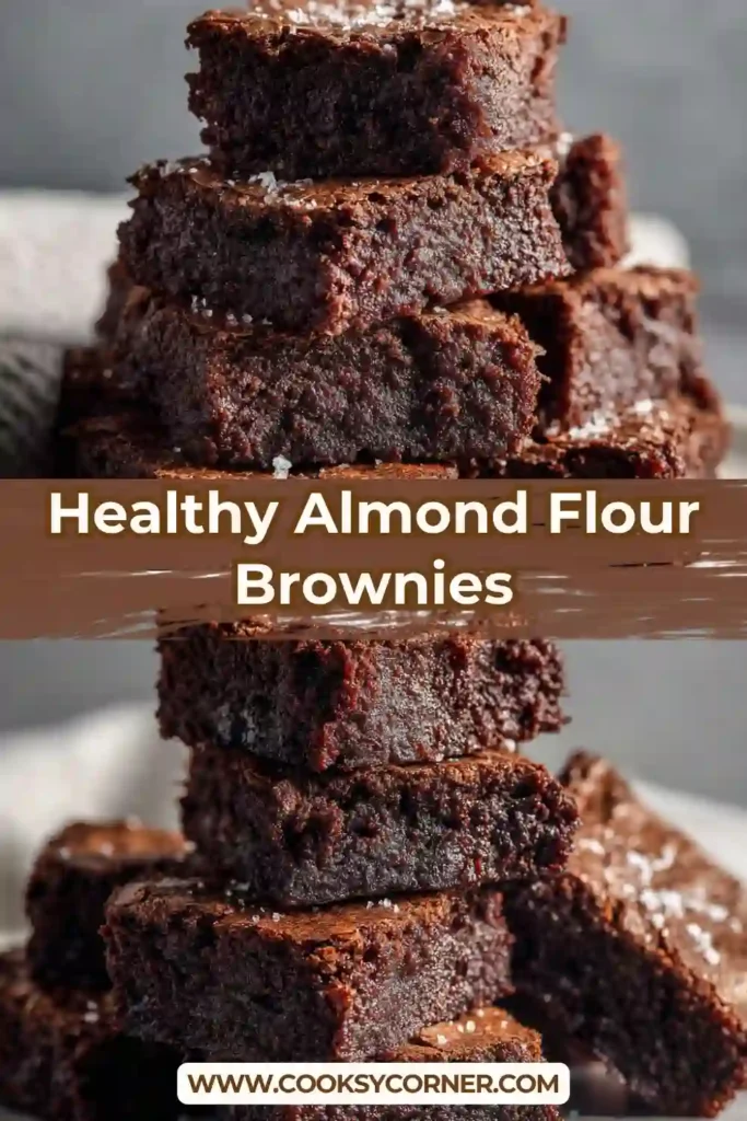 Homemade almond flour brownies cooling in a baking dish after baking. Moist chocolate brownies made with simple ingredients.