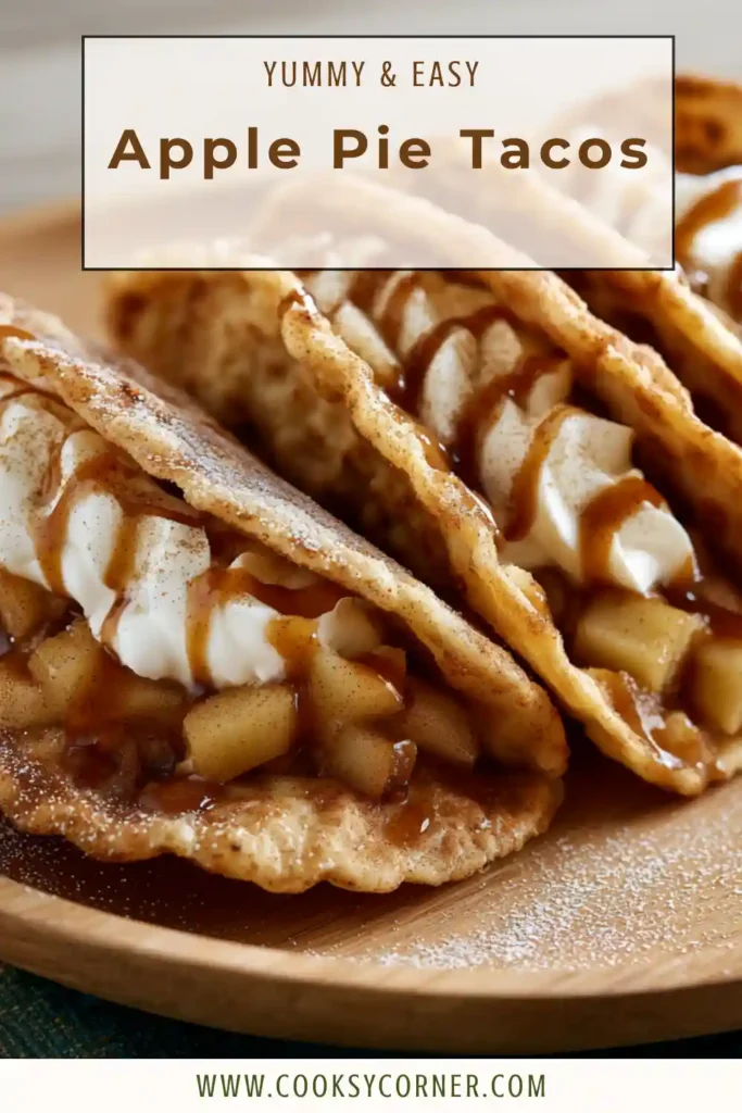 Homemade Apple Pie Tacos arranged on a serving platter with sweet apple filling and crunchy shells. Perfect for fall celebrations and holiday desserts.