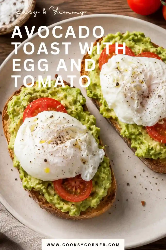 Fresh avocado toast featuring creamy avocado spread, juicy tomatoes, and perfectly poached eggs for a nutritious breakfast