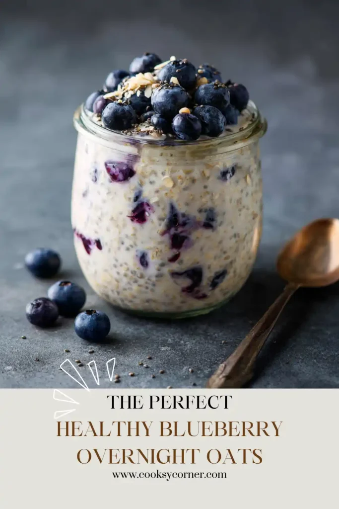 Creamy overnight oats packed with fresh blueberries and chia seeds, perfect for healthy breakfasts throughout the week.