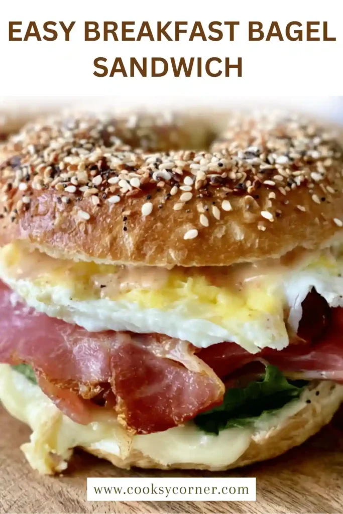 Toasted Breakfast Bagel Sandwich served fresh with melted mozzarella and folded egg layers.