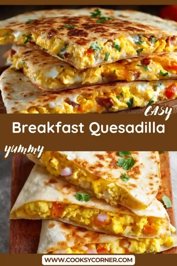 Golden brown breakfast quesadilla with fluffy scrambled eggs and melted cheese. This high-protein breakfast recipe is perfect for busy mornings.