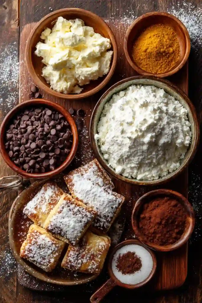 Cream-filled pastry squares served on a dessert platter.