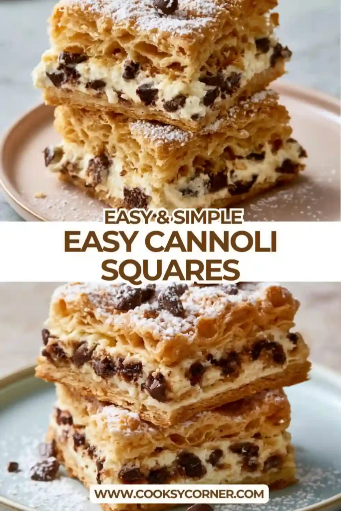 Italian dessert bars filled with ricotta cream and topped with powdered sugar.