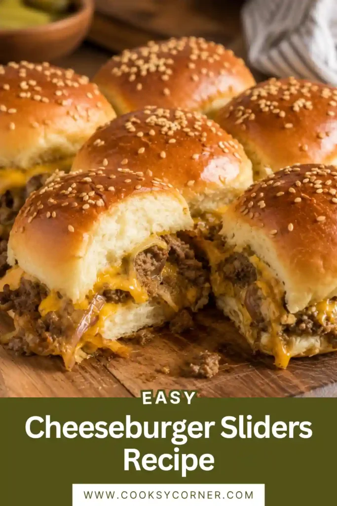 Cheeseburger Sliders baked on Hawaiian rolls with melted cheese, seasoned ground beef, onions, and pickles. Served warm with homemade burger sauce.