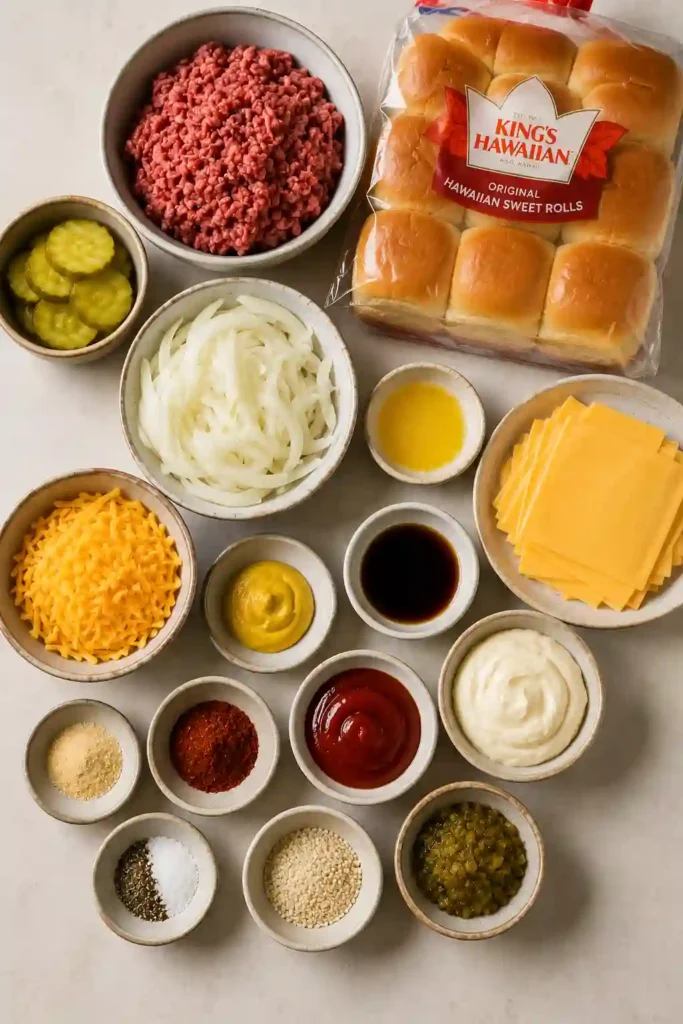 Homemade cheeseburger sliders served warm with burger sauce and sesame seed buns. A delicious baked slider recipe for entertaining.