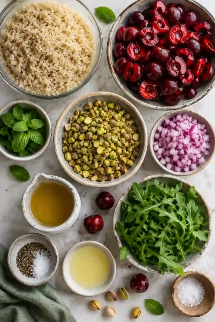 A refreshing quinoa salad filled with sweet cherries, pistachios, red onion, and fresh mint. Perfect for summer lunches, picnics, and healthy entertaining.