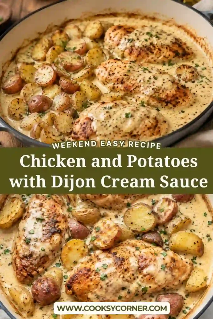 Golden seared chicken breasts served with tender baby potatoes in a rich Dijon cream sauce. This comforting one-pan dinner is creamy, flavorful, and perfect for family meals.