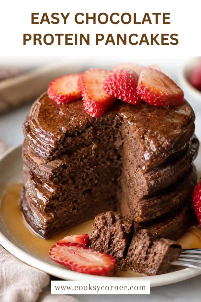 Homemade Chocolate Protein Pancakes prepared with simple wholesome ingredients. Perfect for meal prep and healthy morning meals.