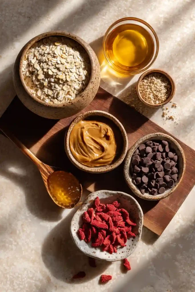 Freshly prepared Chocolate Strawberry Energy Bites served in a bowl. These no-bake energy balls offer a delicious combination of peanut butter, oats, chocolate, and strawberries.