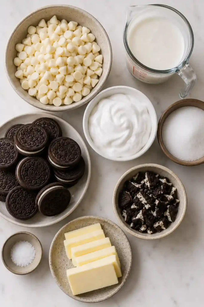 Creamy cookies and cream fudge with chunks of chocolate sandwich cookies throughout. An easy no-fail homemade candy recipe.