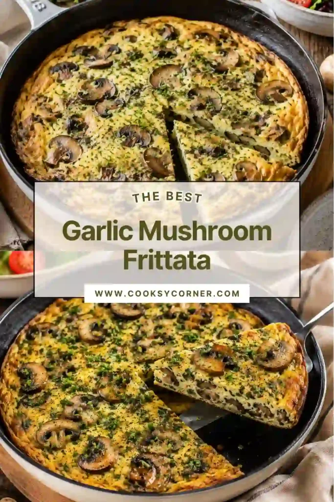 Homemade mushroom frittata featuring fluffy eggs and sautéed mushrooms cooked until golden brown. A healthy and easy brunch recipe packed with flavor.