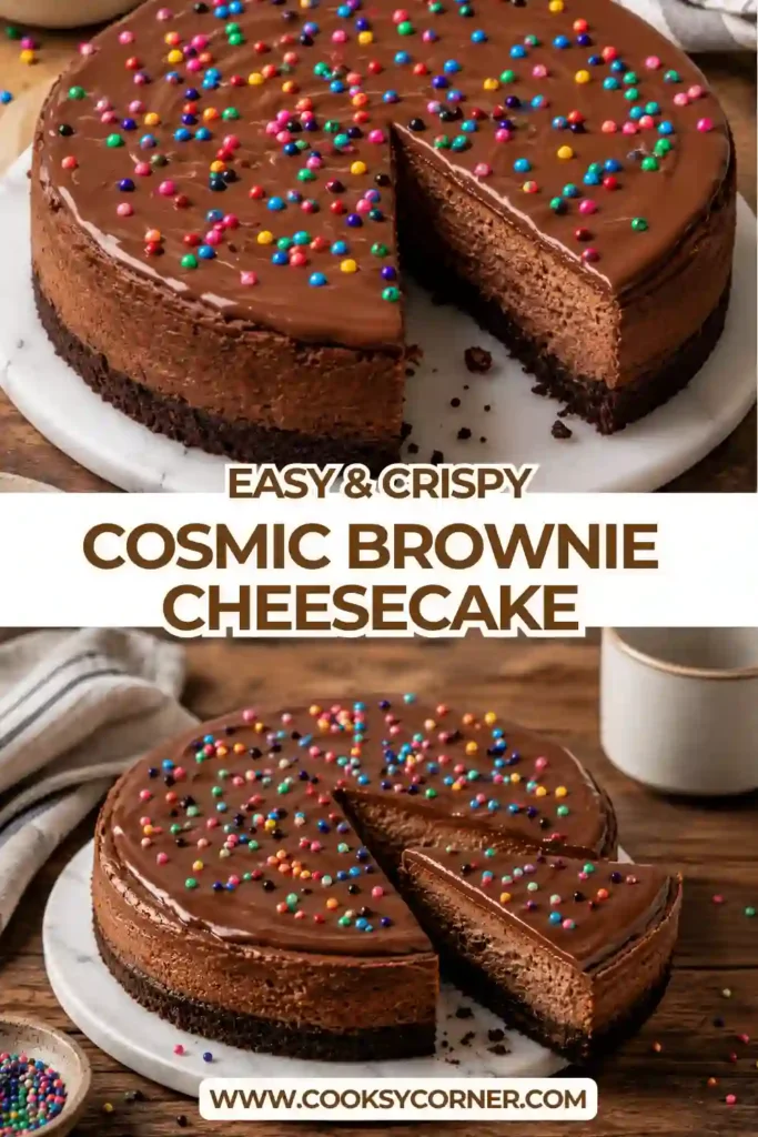 Rich chocolate cheesecake layered over a homemade brownie crust and finished with silky ganache for an indulgent chocolate dessert.