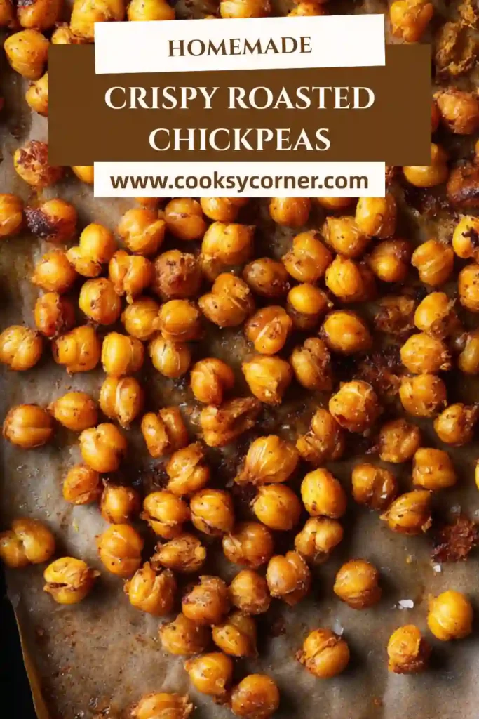 Crispy Roasted Chickpeas seasoned with paprika and sea salt on a baking sheet.