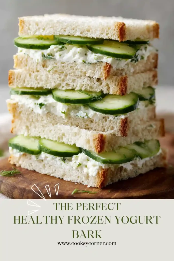 Fresh Cucumber Cream Cheese Sandwiches cut into small squares and filled with thin cucumber slices and creamy herb cheese. A classic tea sandwich perfect for brunch and afternoon tea.