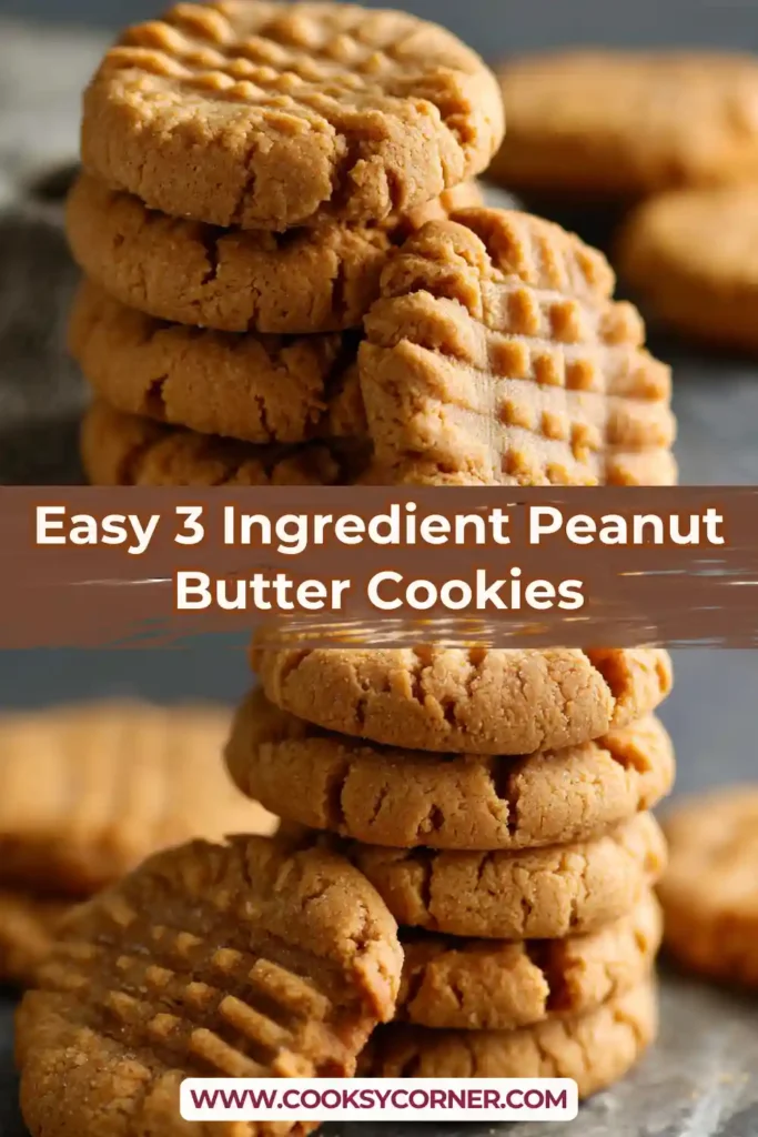 Soft and chewy peanut butter cookies made with only three ingredients.