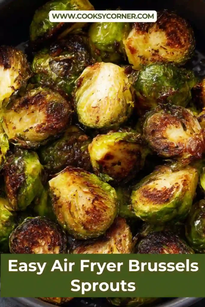 Golden roasted Brussels sprouts with crispy leaves and tender centers in a serving dish.