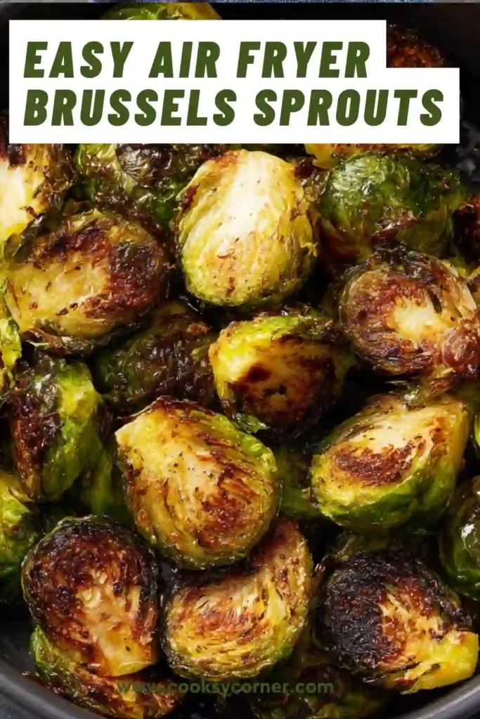 Healthy Brussels sprouts cooked in the air fryer until crispy and tossed with shallot butter.