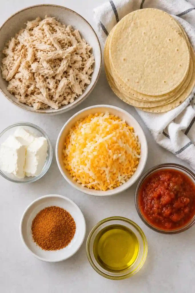 Crispy shredded chicken taquitos filled with cheese and salsa. An easy air fryer recipe perfect for weeknight dinners.