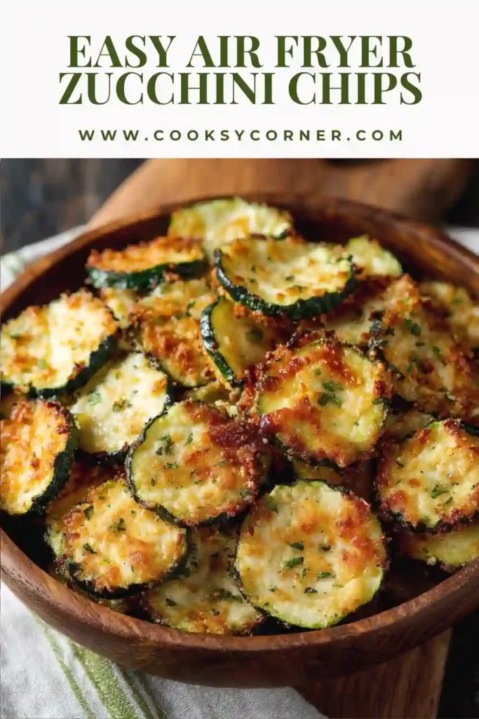 Air Fryer Zucchini Chips served in a bowl with crispy golden edges.