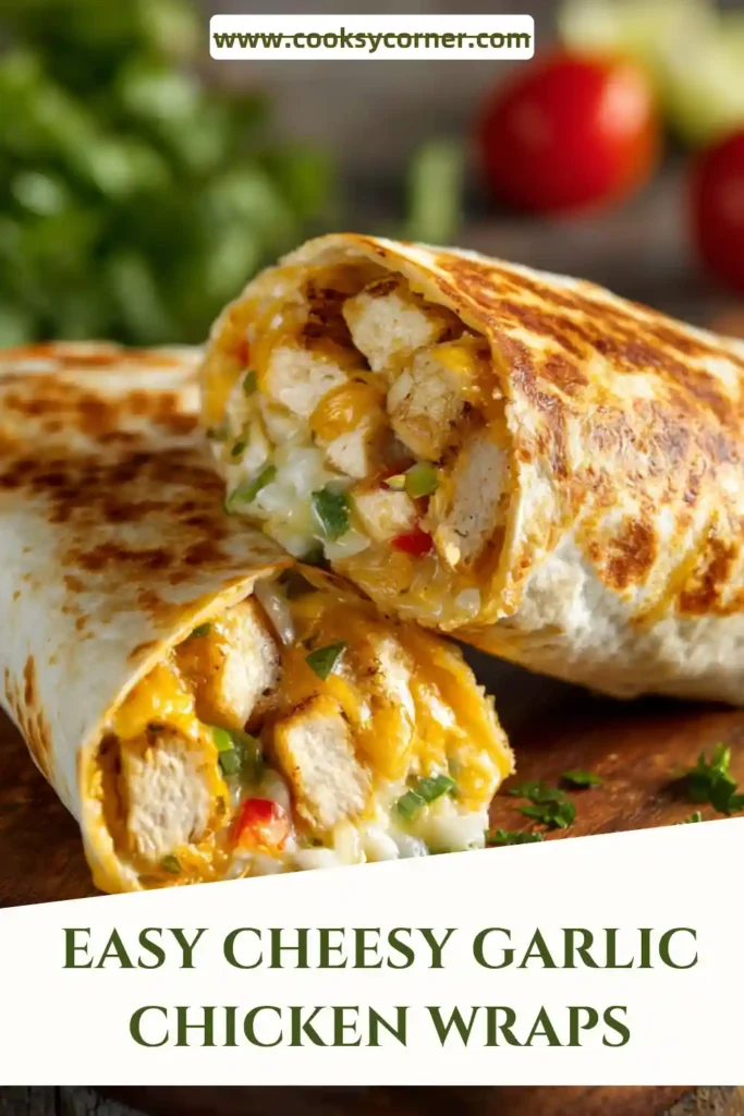 Garlic chicken tortilla wraps served with dipping sauce and fresh herbs.