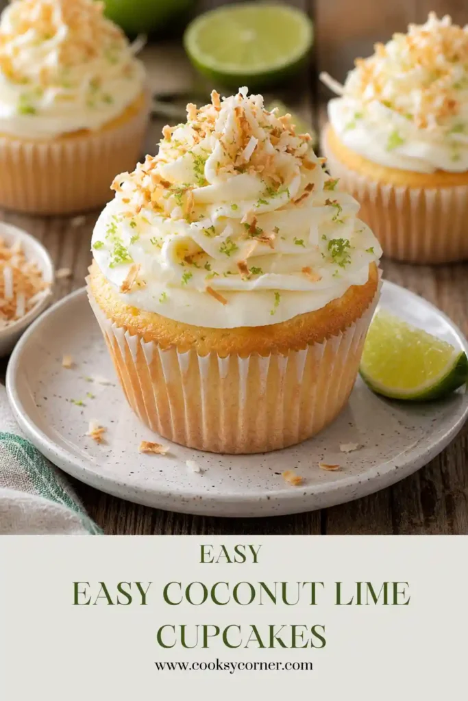 Moist coconut milk cupcakes with tangy lime frosting and crispy toasted coconut flakes. A refreshing homemade dessert for every occasion.