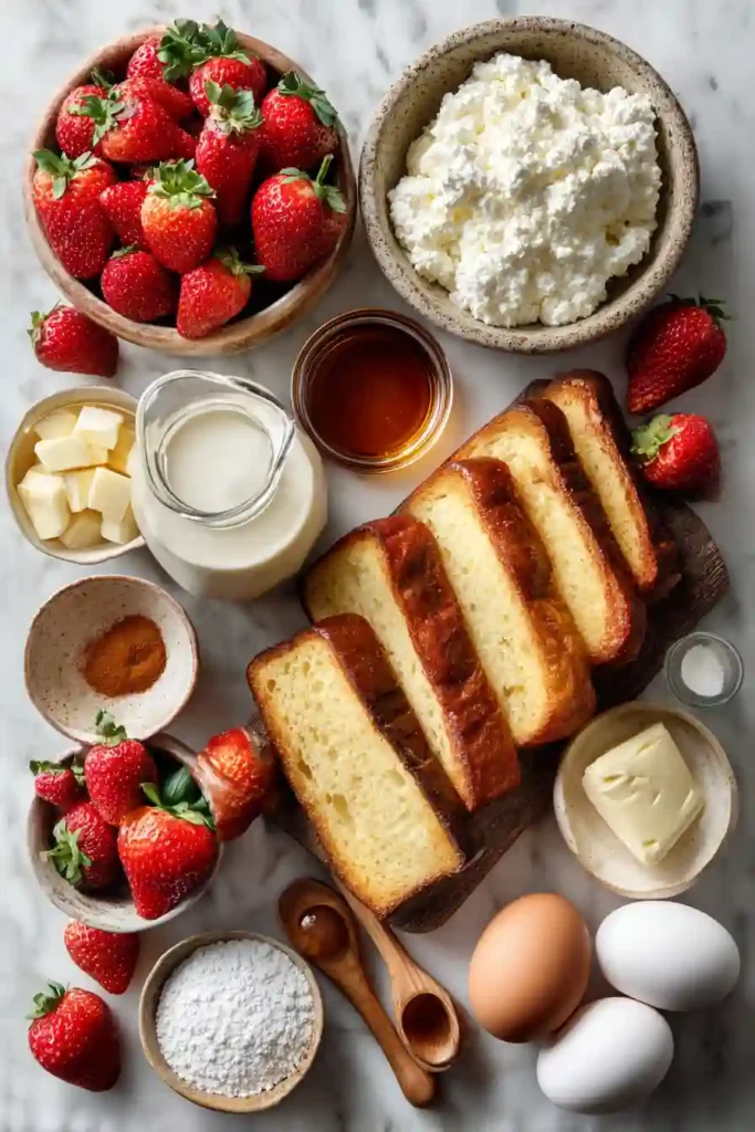 Brunch-style strawberry French toast with creamy filling and fresh berries.