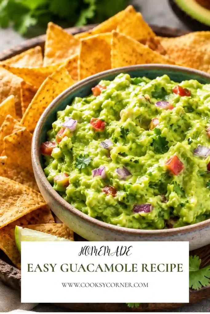 Homemade guacamole featuring chunky avocado, tomatoes, onions, and lime juice. A quick and healthy dip perfect for parties and gatherings.