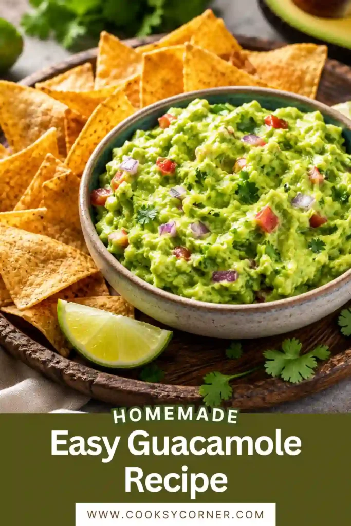 Creamy avocado dip garnished with cilantro and served alongside tortilla chips. This easy guacamole recipe is fresh, flavorful, and ready in minutes.