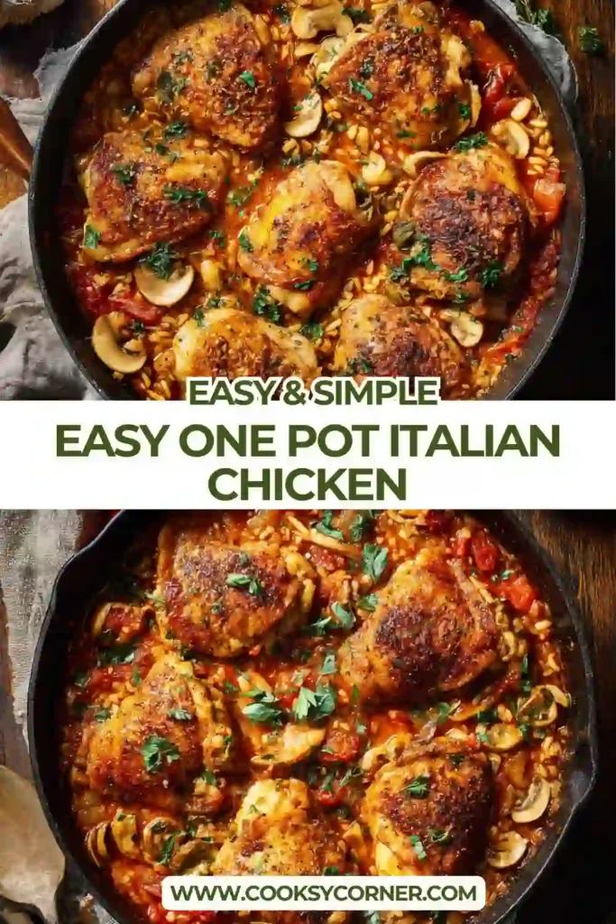 One pan Italian chicken topped with fresh basil and surrounded by creamy sun-dried tomato sauce. A quick and easy family dinner recipe.