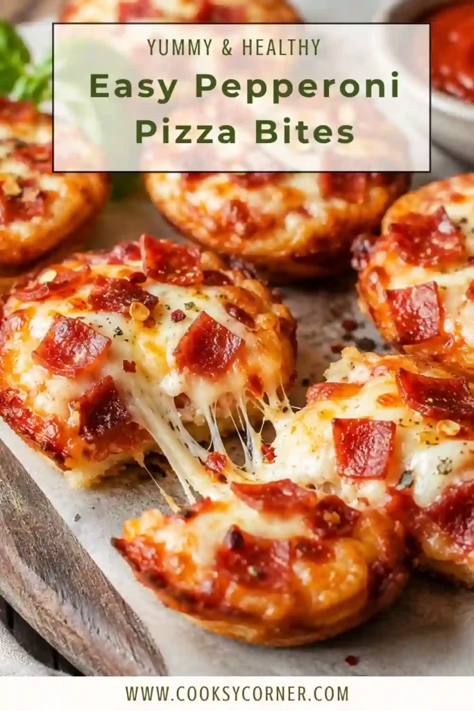 Homemade Pepperoni Pizza Bites made with Greek yogurt dough, pizza sauce, and mozzarella cheese. The mini pizza cups are baked until golden and bubbly.