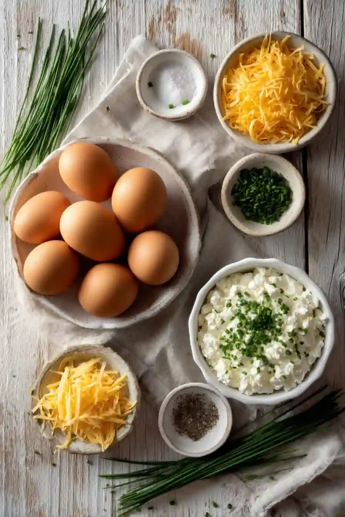 Healthy egg muffins with cottage cheese and chives displayed on a serving tray. Perfect for meal prep and busy mornings.