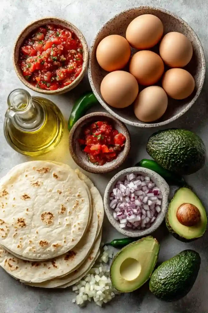 A warm Egg and Avocado Breakfast Burrito served with salsa and avocado garnish on a breakfast table.