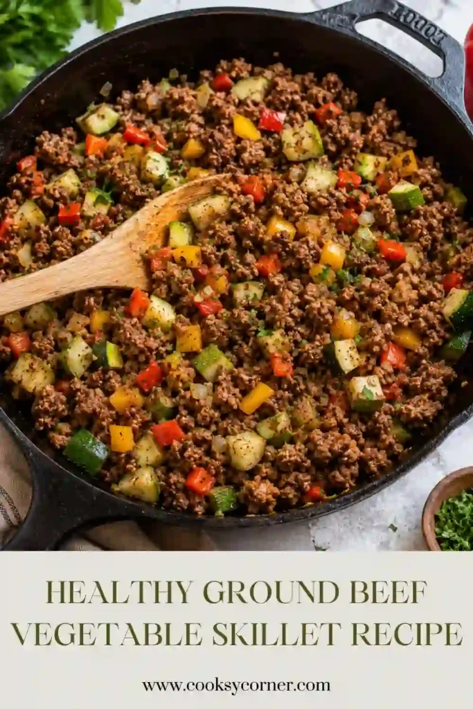 One-pan healthy ground beef recipe loaded with zucchini, peppers, tomatoes, and fresh cilantro. A low-carb, family-friendly dinner option.