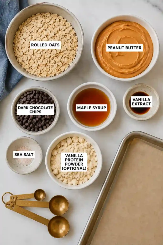 Homemade peanut butter oat balls chilled and ready to serve. These healthy snack balls feature simple ingredients and rich peanut butter flavor.