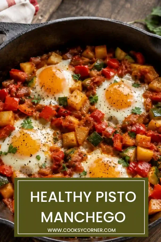 A serving of Pisto Manchego made with zucchini, eggplant, tomatoes, peppers, and shaved Manchego cheese.